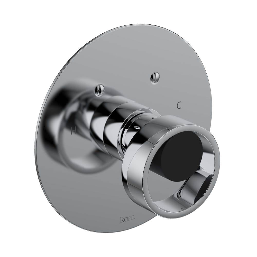 Rohl - EclissiE 3/4'' Thermostatic Trim Without Volume Control - Polished Chrome With Matte Black
