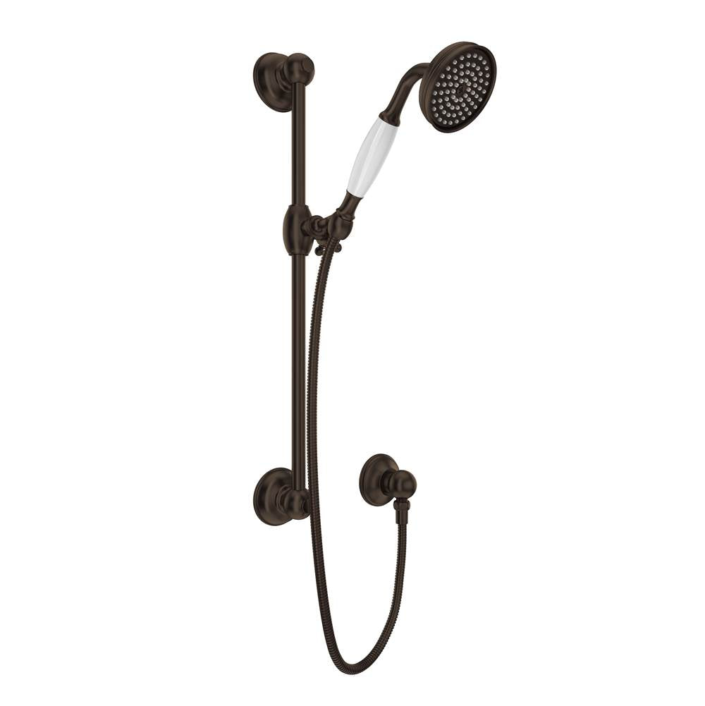 Rohl - Handshower Set With 22'' Slide Bar and Single Function Handshower - Tuscan Brass
