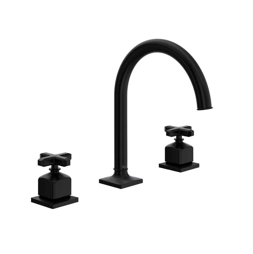 Rohl - ApothecaryE Widespread Lavatory Faucet With C-Spout - Matte Black