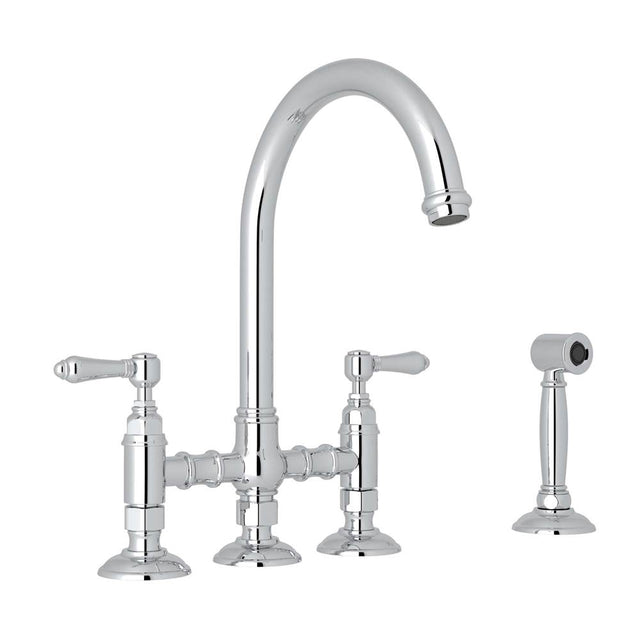 Rohl - San Julio Bridge Kitchen Faucet With Side Spray - Polished Chrome
