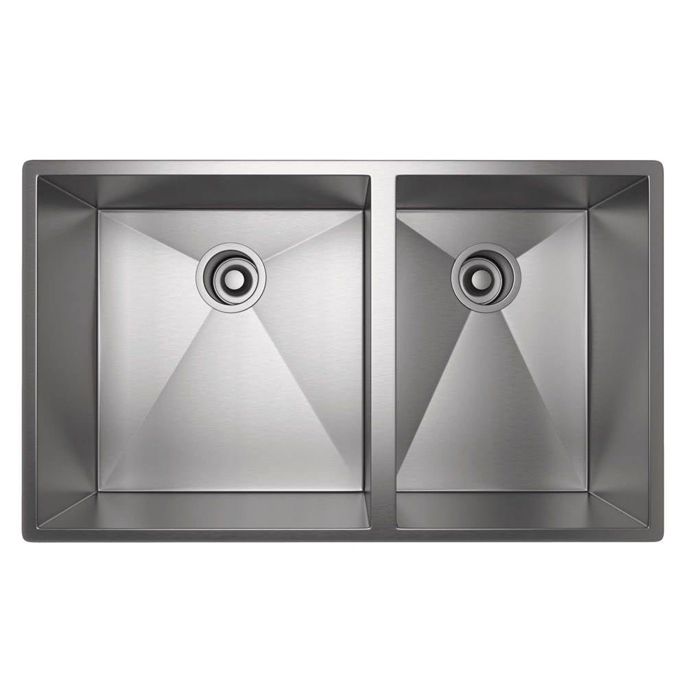 Rohl - ForzeE 31'' Double Bowl Stainless Steel Kitchen Sink - Brushed Stainless Steel