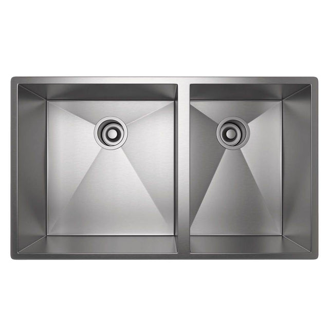 Rohl - ForzeE 31'' Double Bowl Stainless Steel Kitchen Sink - Brushed Stainless Steel