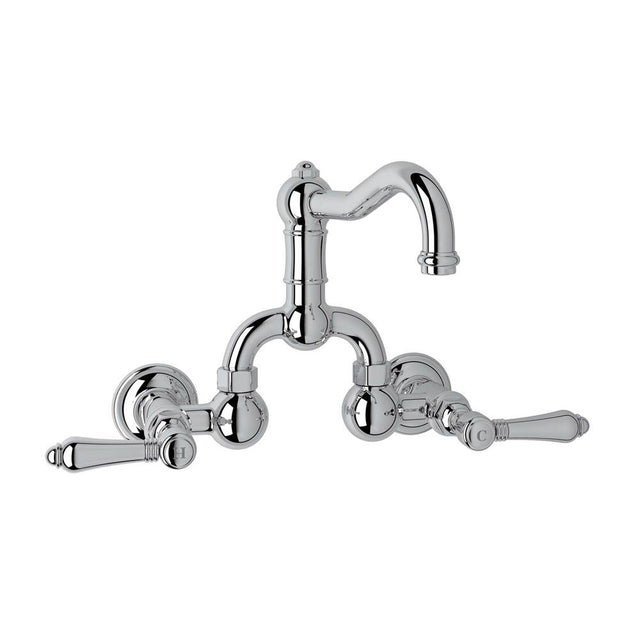 Rohl - Acqui Wall Mount Bridge Lavatory Faucet With Column Spout - Polished Chrome