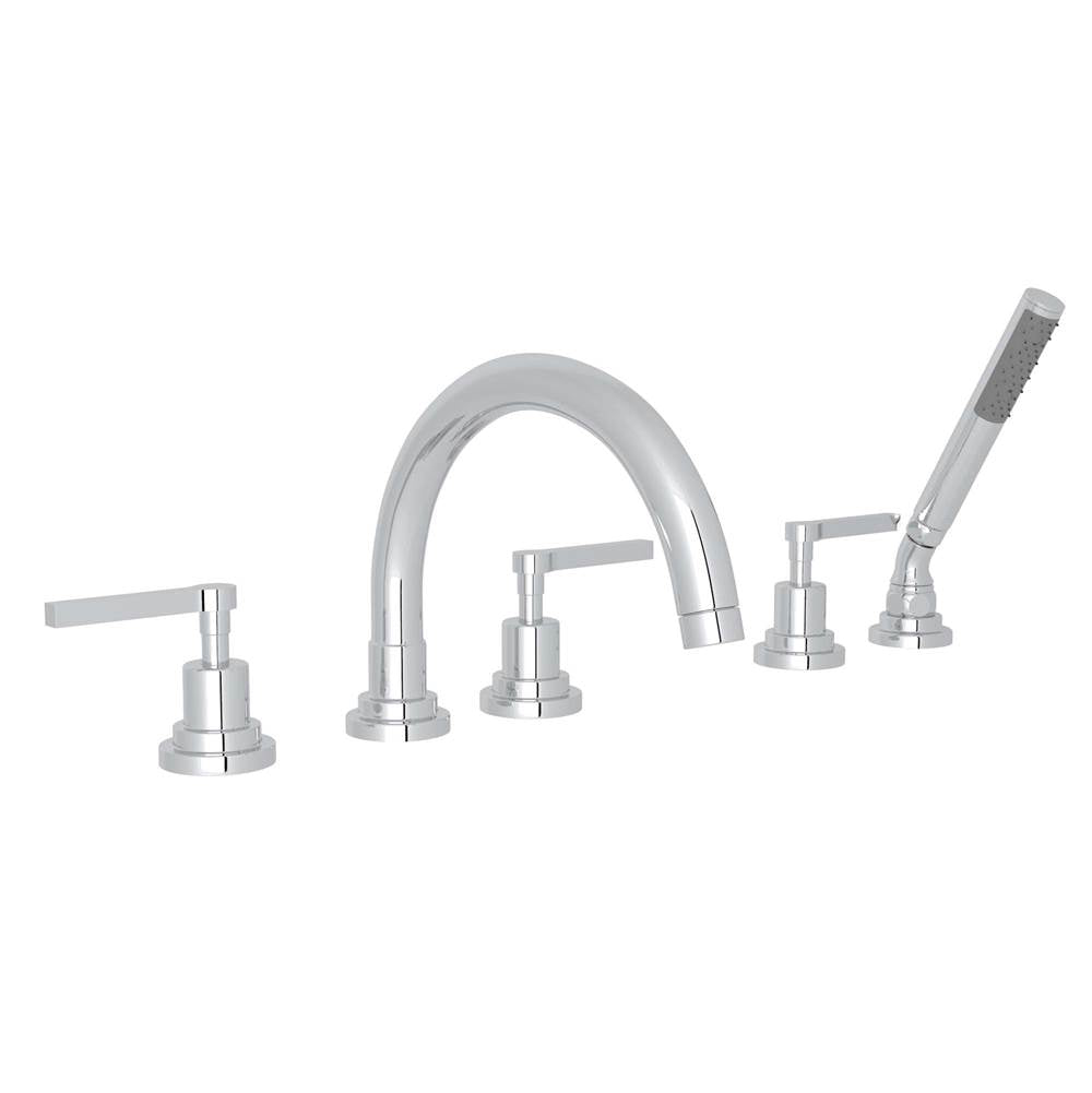 Rohl - Lombardia 5-Hole Deck Mount Tub Filler With C-Spout - Polished Chrome