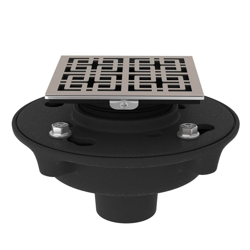 Rohl - Cast Iron 2'' No Hub Drain Kit With 3142 Weave Decorative Cover - Satin Nickel