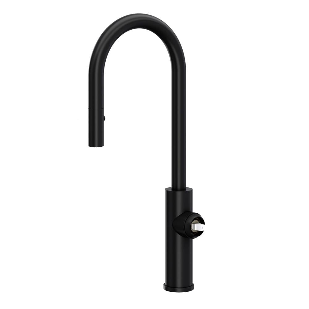 Rohl - EclissiE Pull-Down Bar/Food Prep Kitchen Faucet With C-Spout - Less Handle - Matte Black