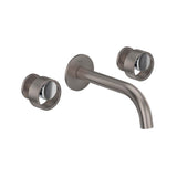Rohl - EclissiE Wall Mount Lavatory Faucet Trim With C-Spout - Satin Nickel With Polished Chrome
