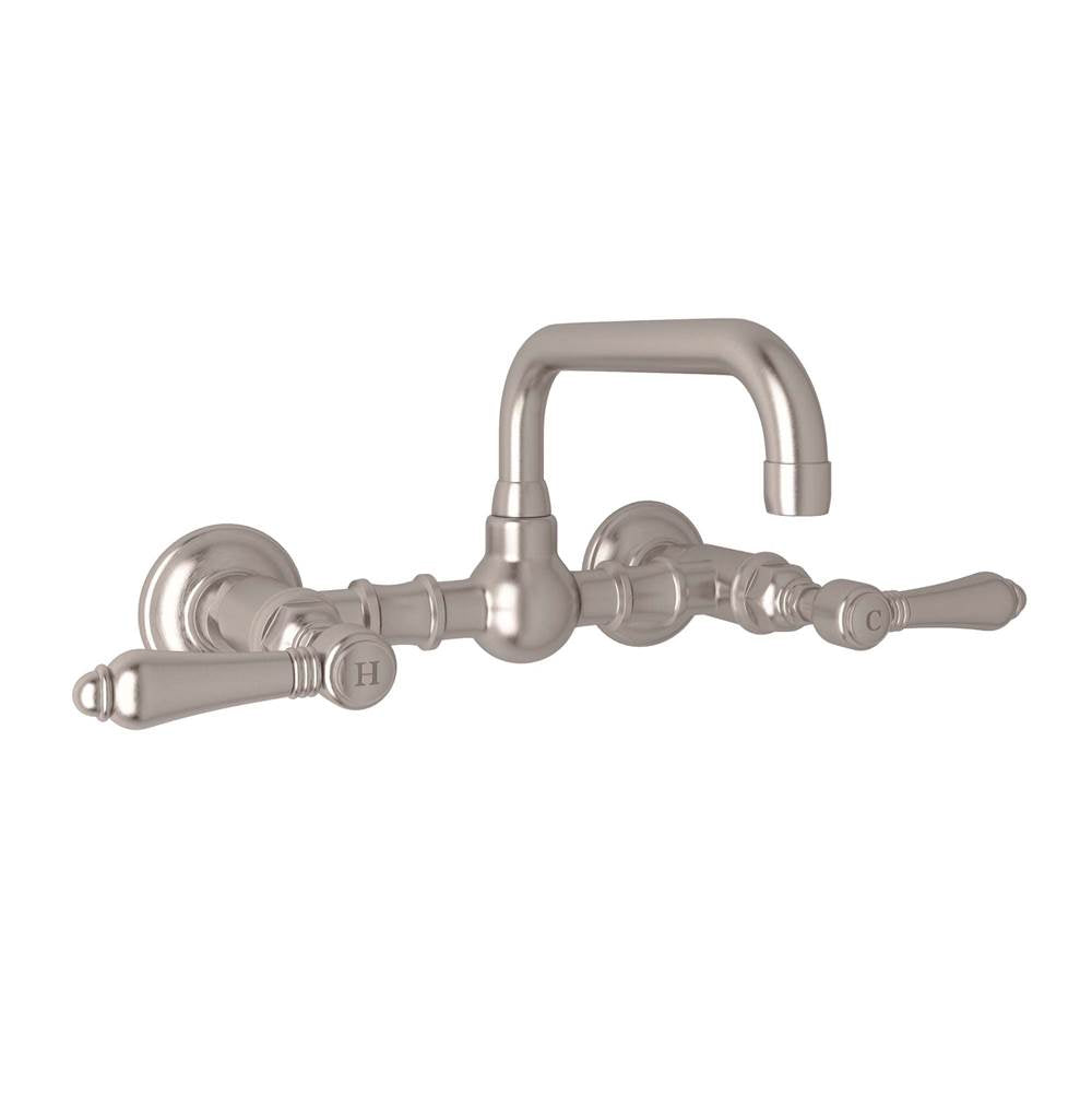 Rohl - Acqui Wall Mount Bridge Lavatory Faucet With U-Spout - Satin Nickel