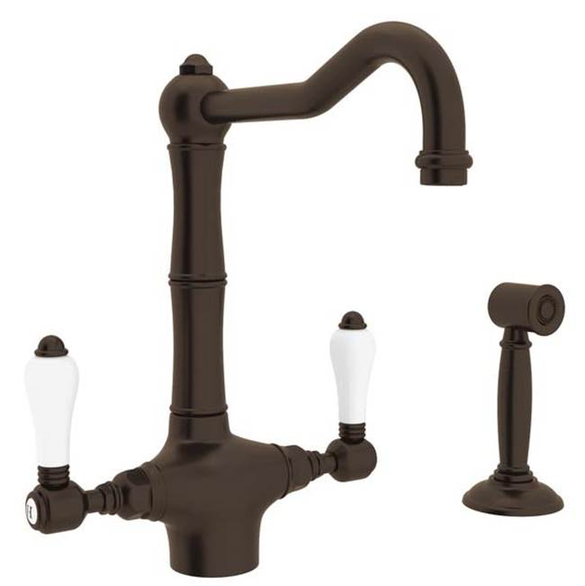 Rohl - Acqui Two Handle Kitchen Faucet With Side Spray - Tuscan Brass
