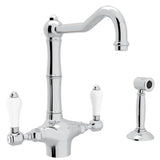 Rohl - Acqui Two Handle Kitchen Faucet With Side Spray - Polished Chrome