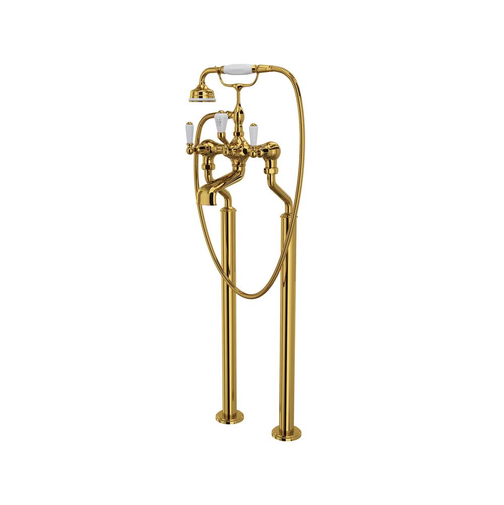 Rohl - Traditional Floor Mount Tub Filler - Unlacquered Brass