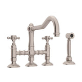 Rohl - Acqui Bridge Kitchen Faucet With Side Spray - Satin Nickel