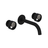 Rohl - EclissiE Wall Mount Lavatory Faucet Trim With C-Spout - Matte Black With Satin Nickel
