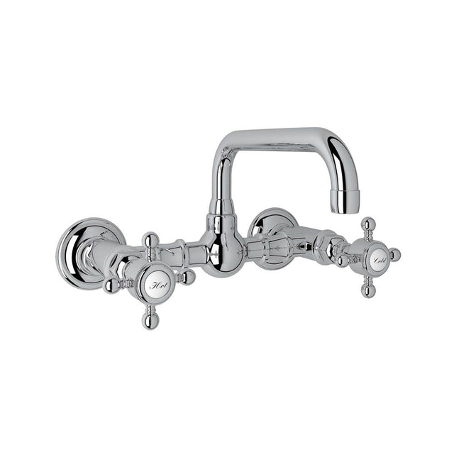 Rohl - Acqui Wall Mount Bridge Lavatory Faucet With U-Spout - Polished Chrome