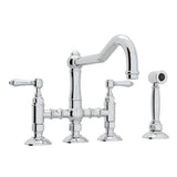 Rohl - Acqui Bridge Kitchen Faucet With Side Spray - Polished Chrome