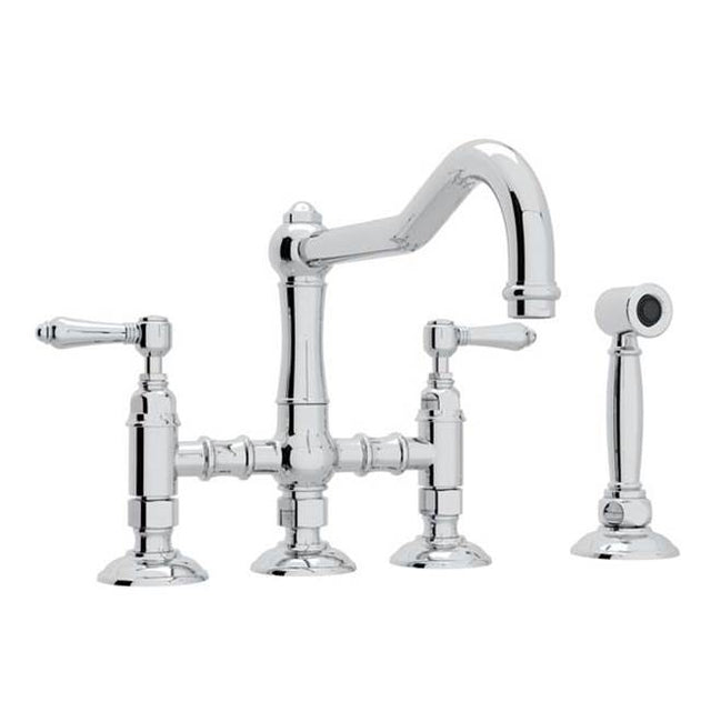 Rohl - Acqui Bridge Kitchen Faucet With Side Spray - Polished Chrome