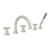 Rohl - Lombardia 5-Hole Deck Mount Tub Filler With C-Spout - Polished Nickel