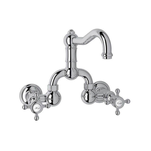 Rohl - Acqui Wall Mount Bridge Lavatory Faucet With Column Spout - Polished Chrome