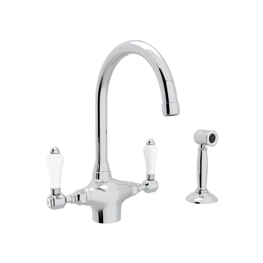 Rohl - San Julio Two Handle Kitchen Faucet With Side Spray - Polished Chrome