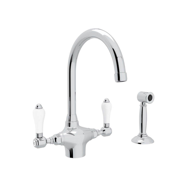 Rohl - San Julio Two Handle Kitchen Faucet With Side Spray - Polished Chrome
