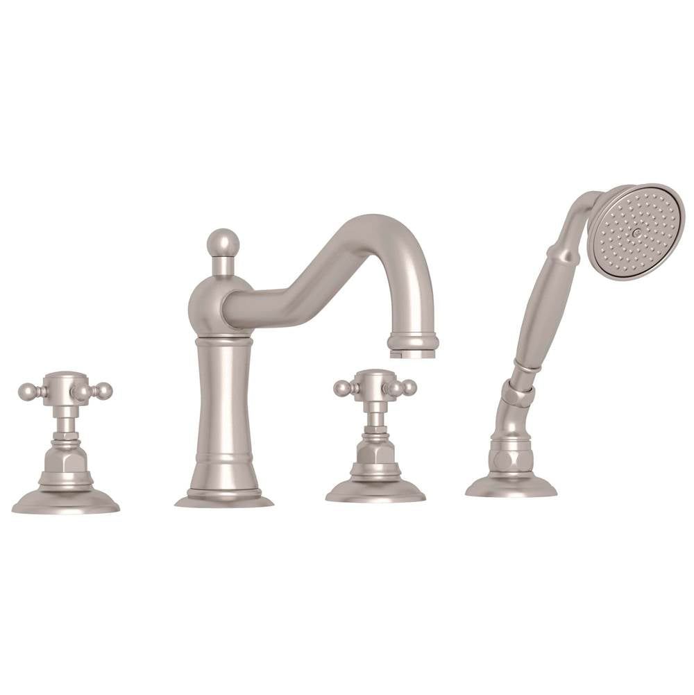 Rohl - Acqui 4-Hole Deck Mount Tub Filler - Satin Nickel
