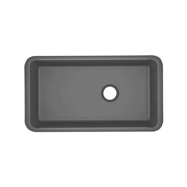 Rohl - AlliaE 34'' Fireclay Single Bowl Undermount Kitchen Sink - Satin Grey