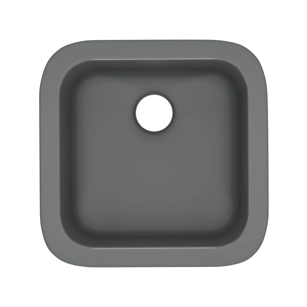 Rohl - AlliaE 18'' Fireclay Single Bowl Bar/Food Prep Kitchen Sink - Satin Grey