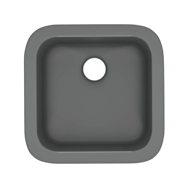 Rohl - AlliaE 18'' Fireclay Single Bowl Bar/Food Prep Kitchen Sink - Satin Grey