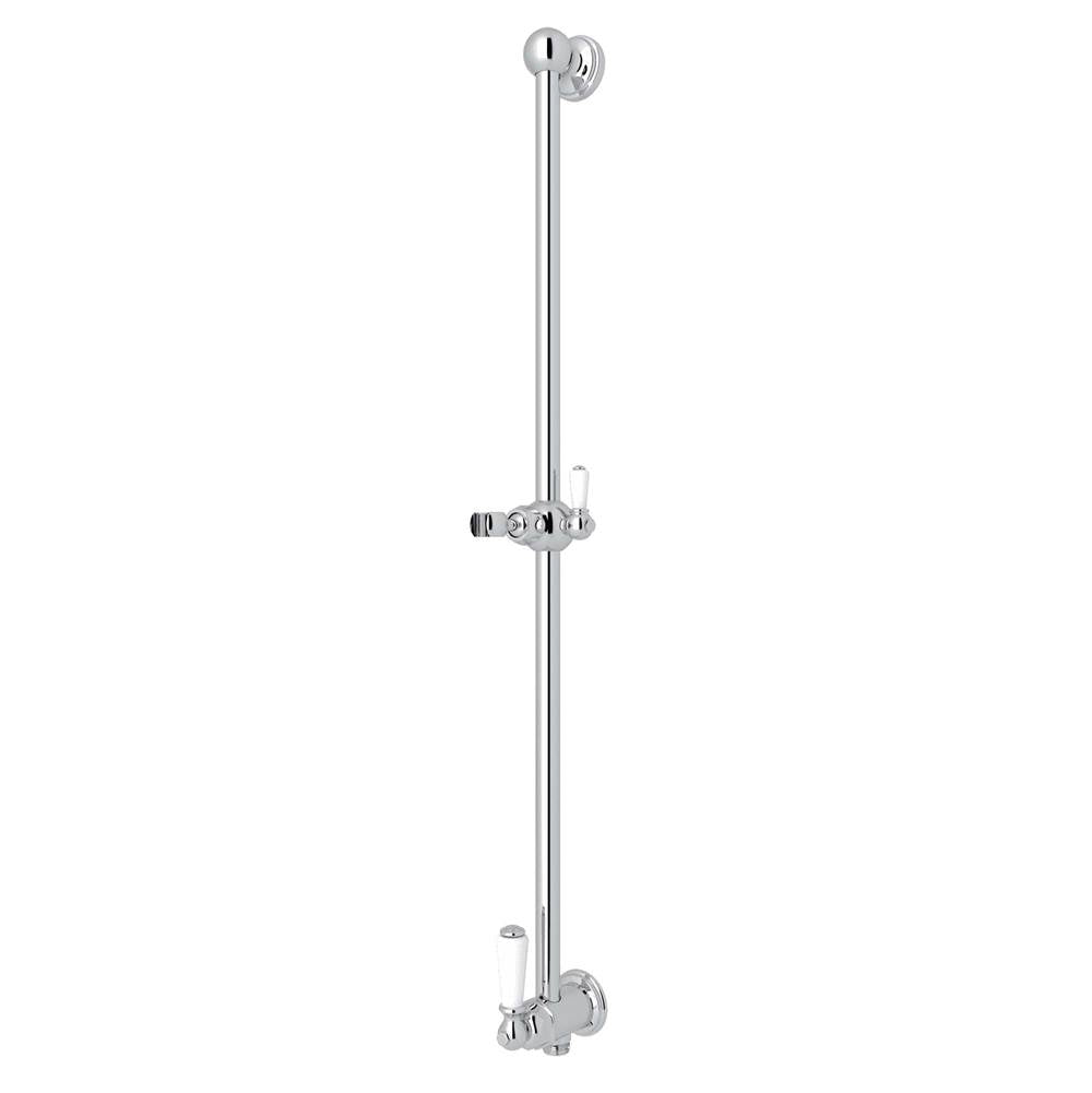 Rohl - 25'' Slide Bar With Integrated Volume Control And Outlet - Polished Chrome