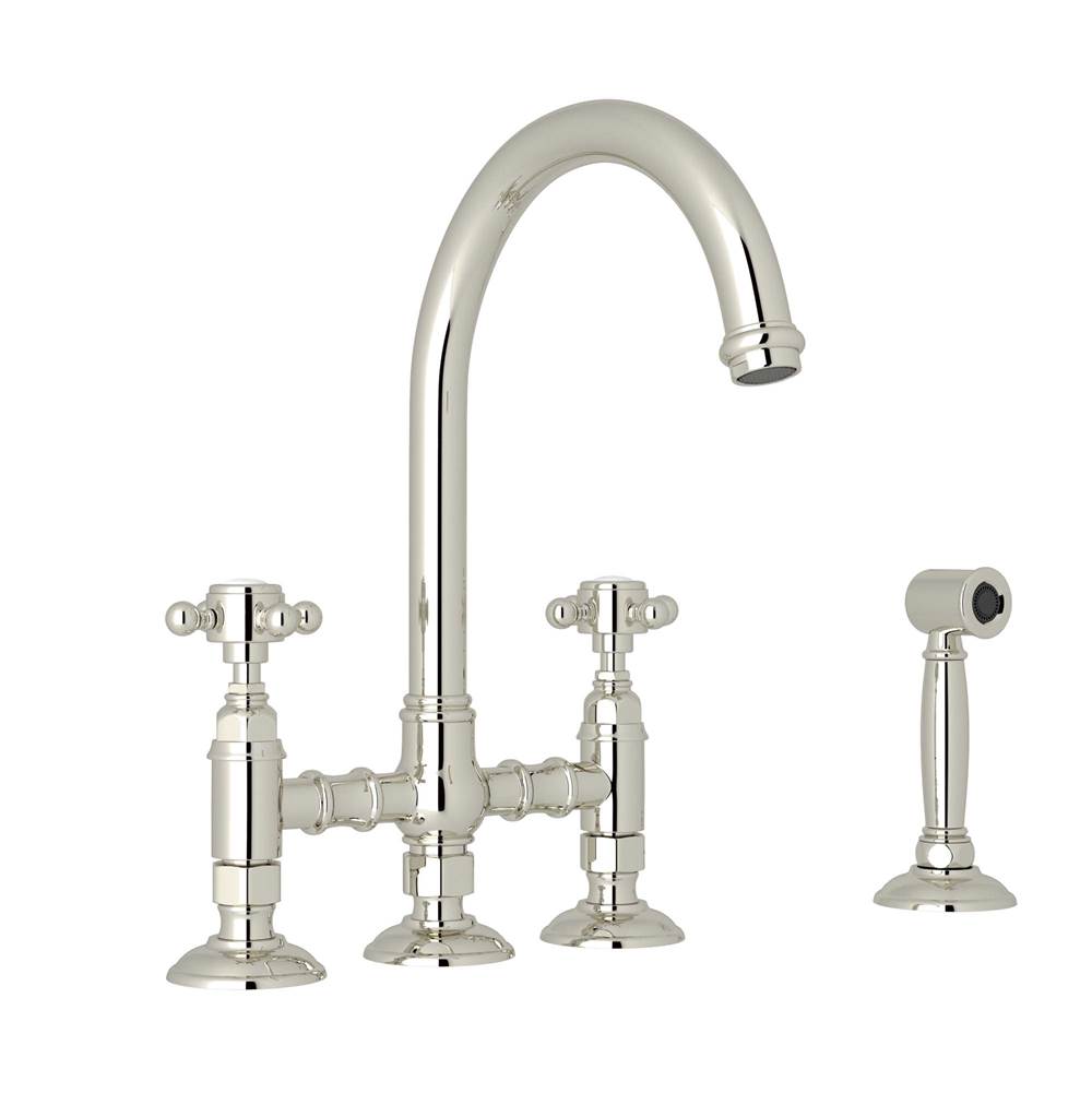 Rohl - San Julio Bridge Kitchen Faucet With Side Spray - Polished Nickel