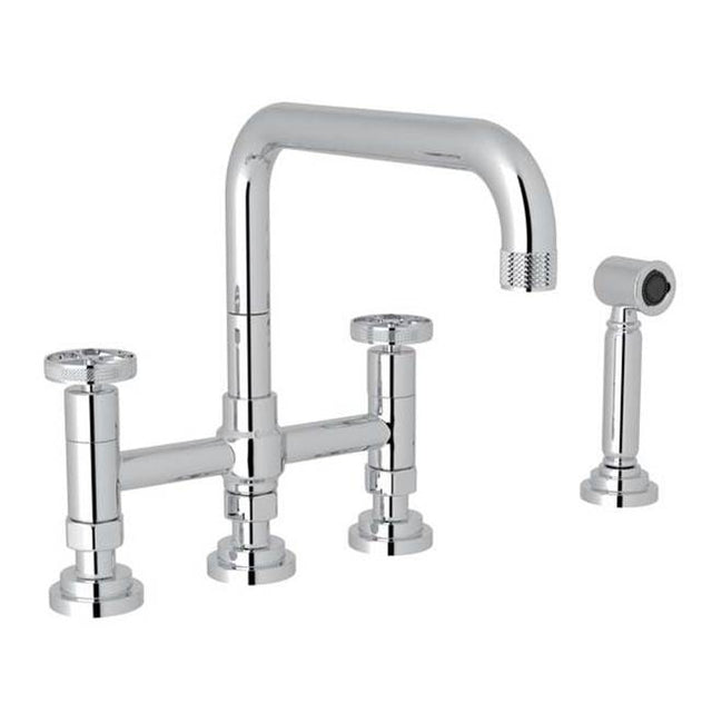 Rohl - CampoE Bridge Kitchen Faucet With Side Spray - Polished Chrome