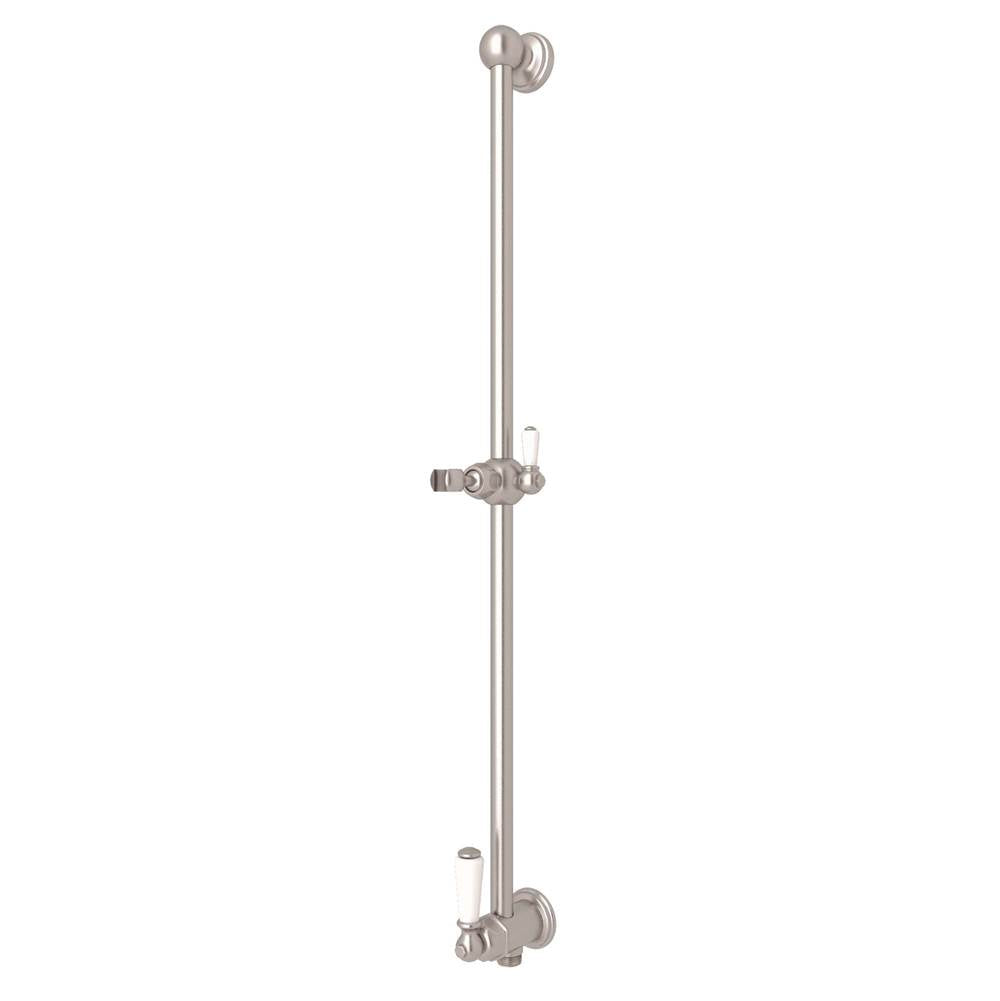 Rohl - 25'' Slide Bar With Integrated Volume Control And Outlet - Satin Nickel
