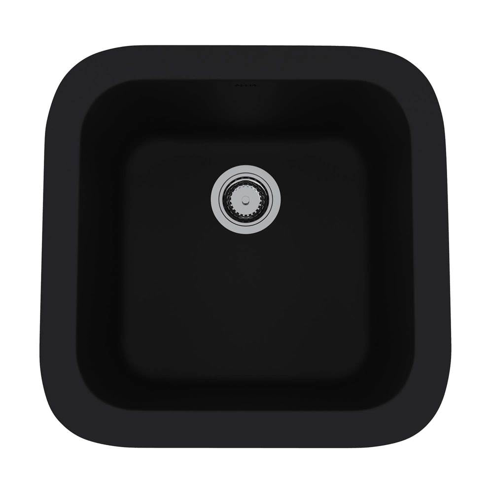 Rohl - AlliaE 18'' Fireclay Single Bowl Bar/Food Prep Kitchen Sink - Satin Black