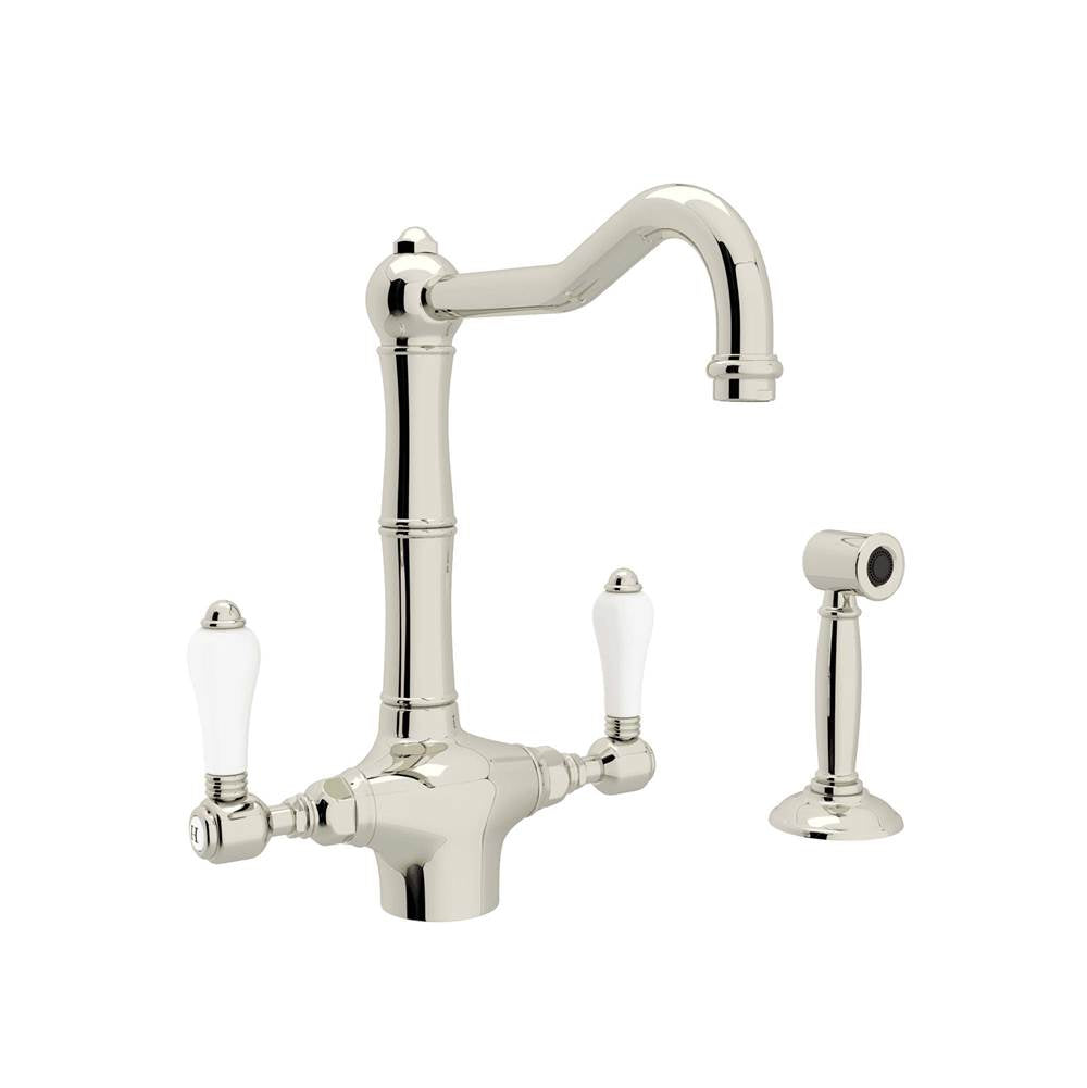 Rohl - Acqui Two Handle Kitchen Faucet With Side Spray - Polished Nickel