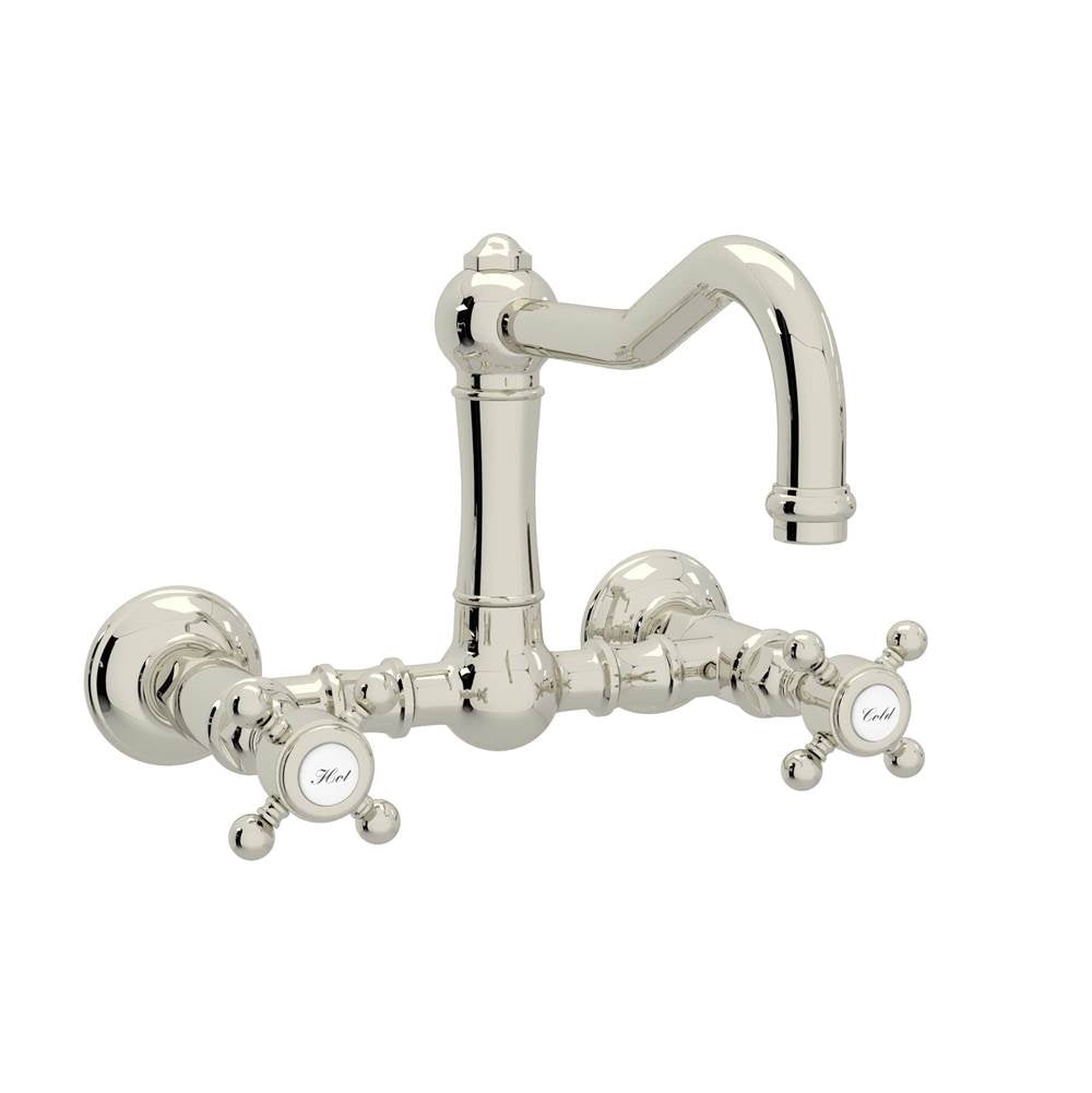 Rohl - Acqui Wall Mount Bridge Kitchen Faucet With Column Spout - Polished Nickel
