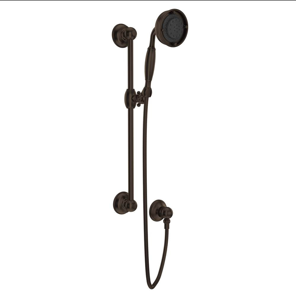 Rohl - Handshower Set With 22'' Slide Bar and 3-Function Handshower - Tuscan Brass