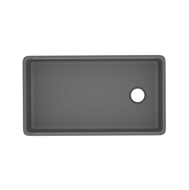Rohl - AlliaE 36'' Fireclay Single Bowl Farmhouse Apron Front Kitchen Sink - Satin Grey