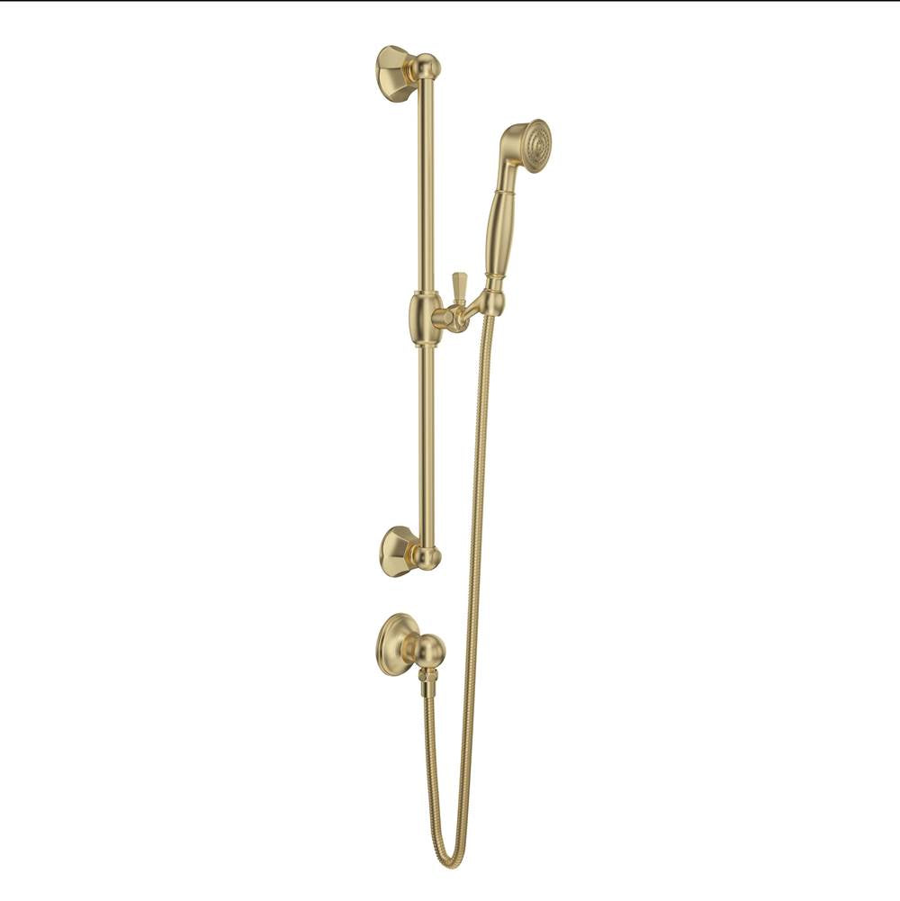 Rohl - Handshower Set With 24'' Slide Bar and Single Function Handshower - Unlacquered Brass