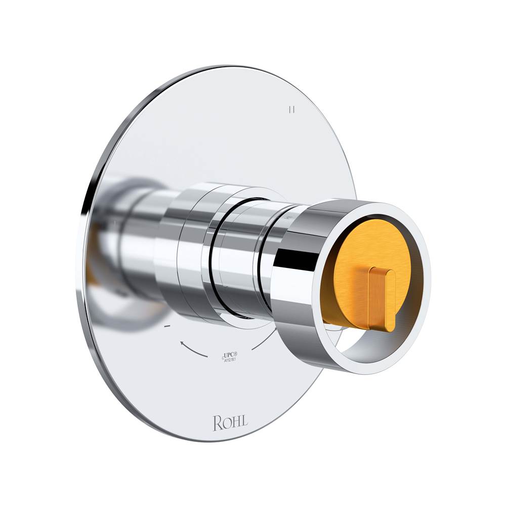 Rohl - EclissiE 1/2'' Therm & Pressure Balance Trim With 3 Functions - Polished Chrome With Satin Gold