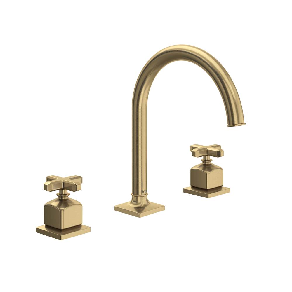 Rohl - ApothecaryE Widespread Lavatory Faucet With C-Spout - Antique Gold