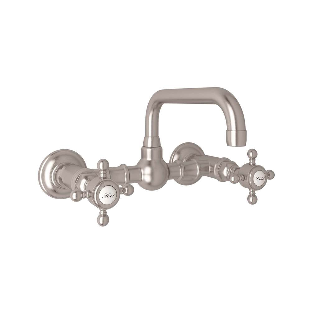 Rohl - Acqui Wall Mount Bridge Lavatory Faucet With U-Spout - Satin Nickel