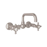 Rohl - Acqui Wall Mount Bridge Lavatory Faucet With U-Spout - Satin Nickel