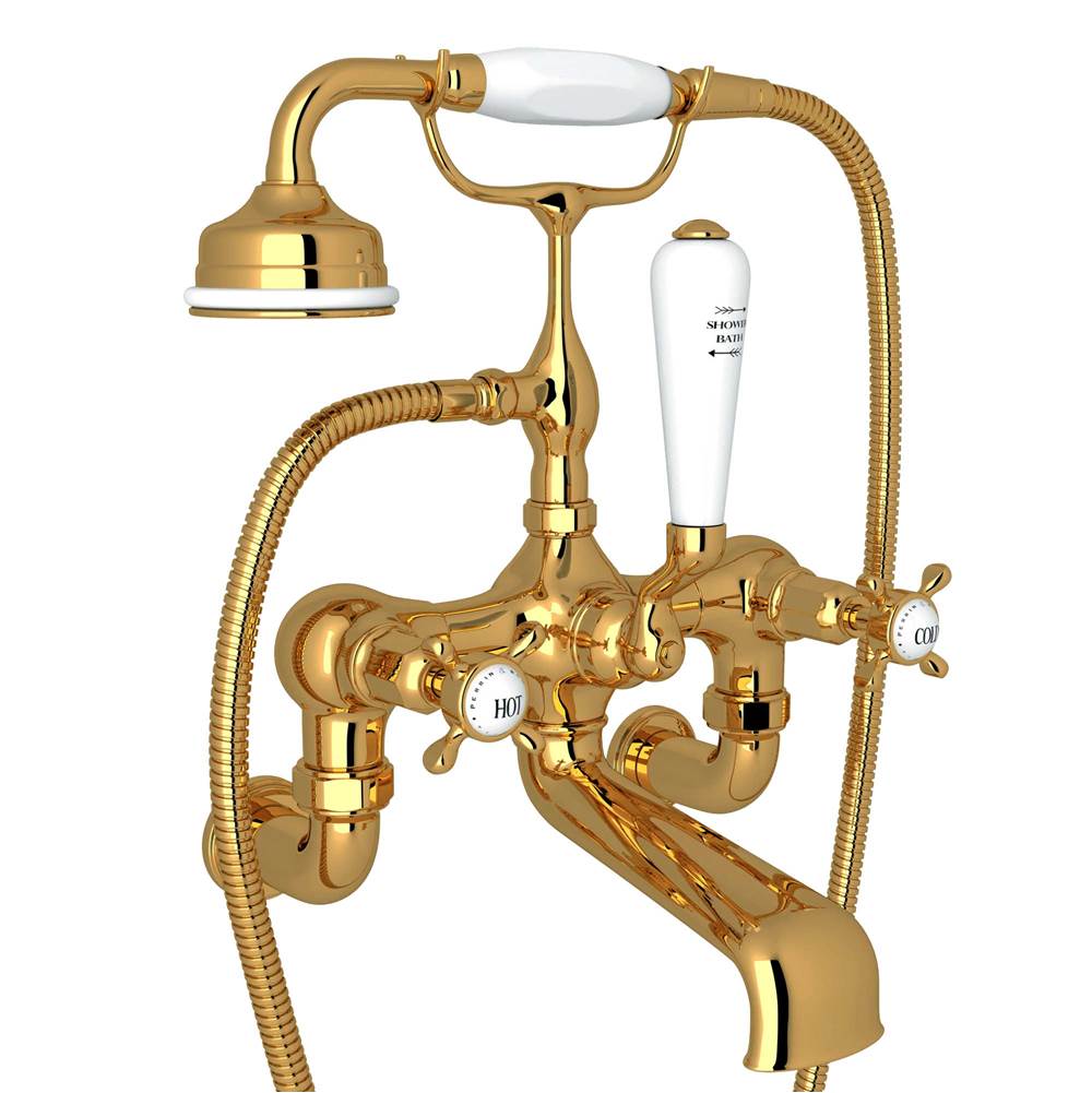 Rohl - Traditional Exposed Wall Mount Tub Filler - Unlacquered Brass