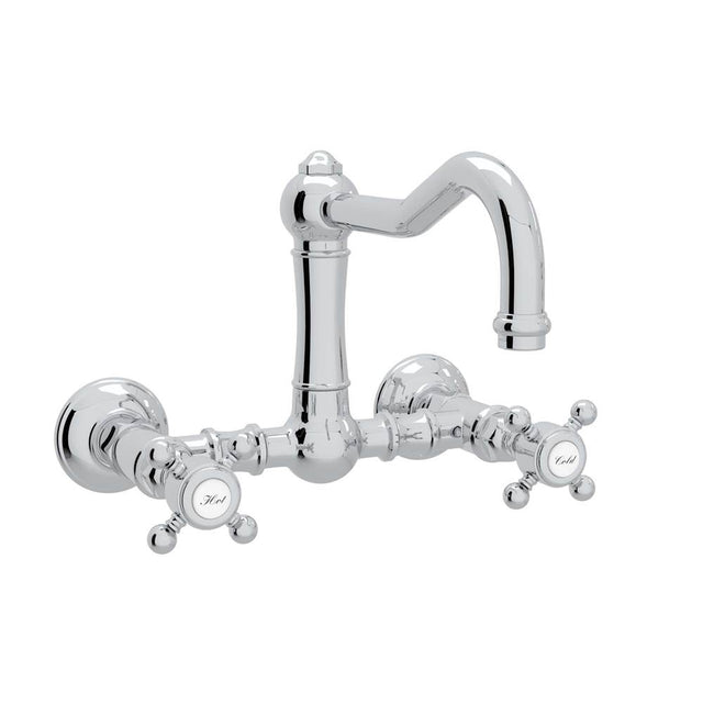 Rohl - Acqui Wall Mount Bridge Kitchen Faucet With Column Spout - Polished Chrome