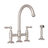 Rohl - San Julio Bridge Kitchen Faucet With Side Spray - Satin Nickel