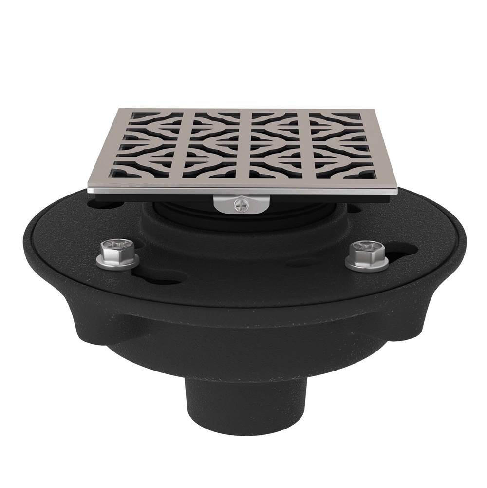 Rohl - Cast Iron 2'' No Hub Drain Kit With 3146 Petal Decorative Cover - Satin Nickel