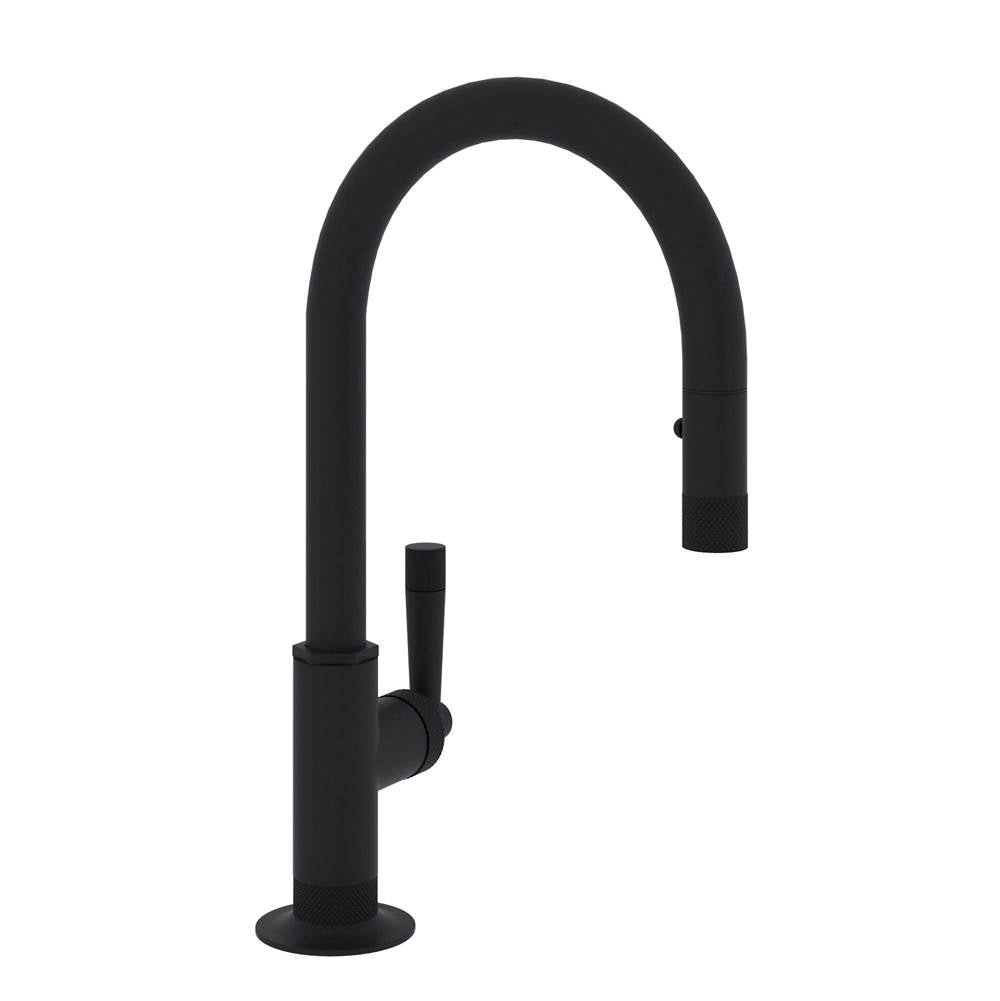 Rohl - Graceline Pull-Down Bar/Food Prep Kitchen Faucet With C-Spout - Matte Black