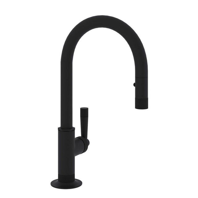 Rohl - Graceline Pull-Down Bar/Food Prep Kitchen Faucet With C-Spout - Matte Black