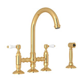 Rohl - San Julio Bridge Kitchen Faucet With Side Spray - Italian Brass