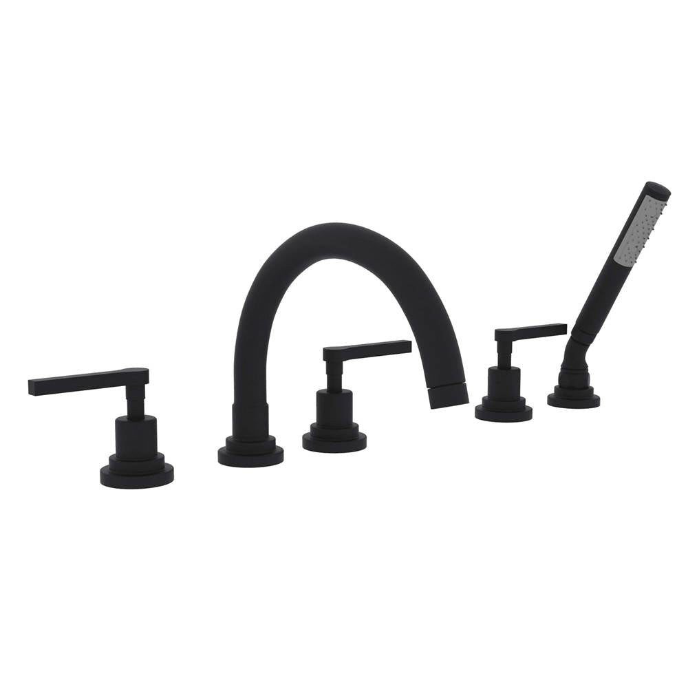 Rohl - Lombardia 5-Hole Deck Mount Tub Filler With C-Spout - Matte Black
